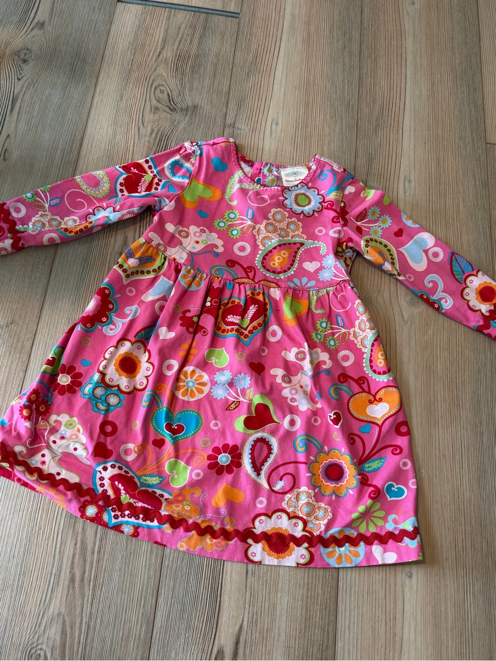 Hanna Andersson Pink Multi-Color Heart & Floral Long Sleeve Dress